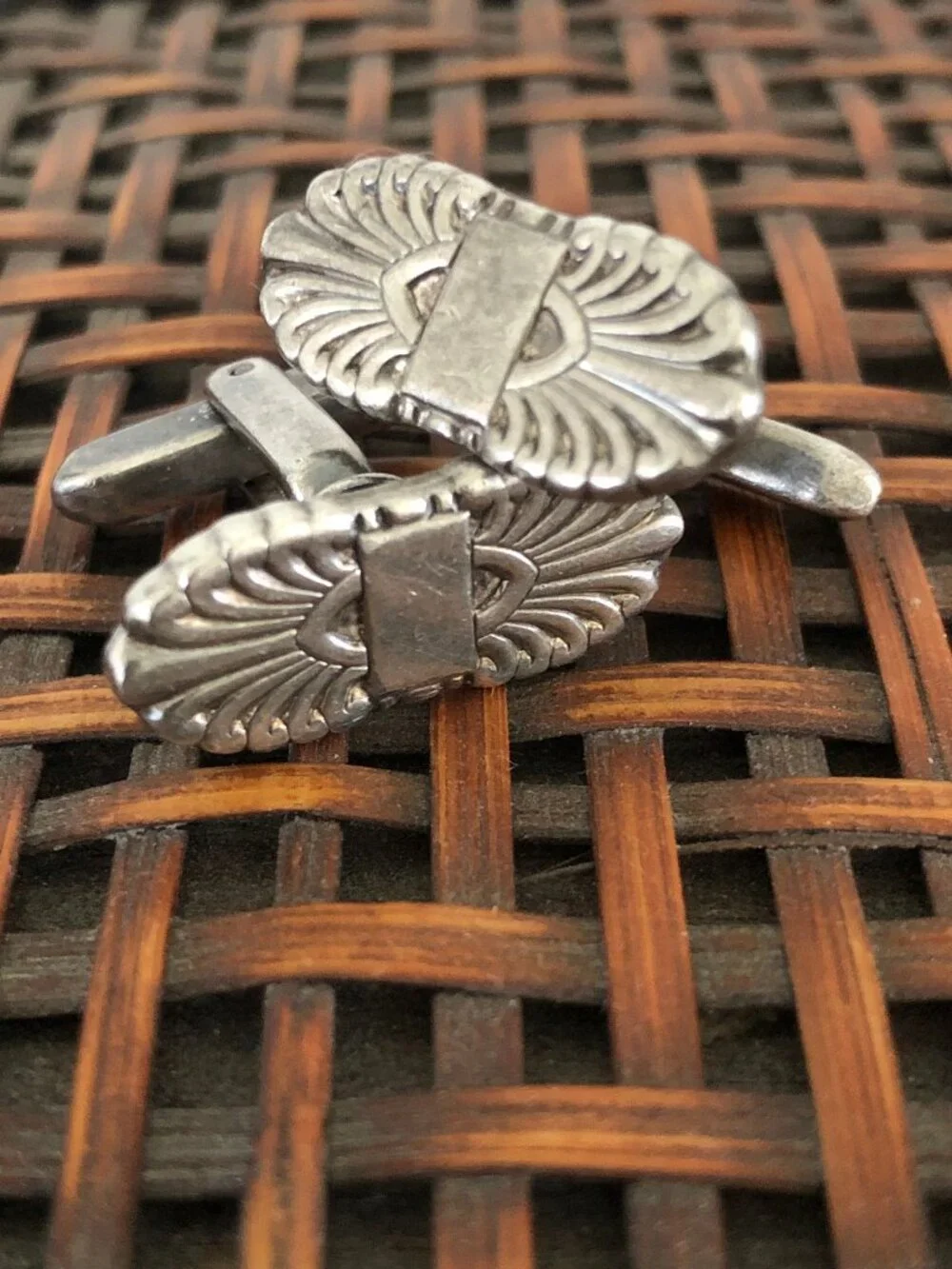 Vintage Sterling Silver Front Cufflinks for Men